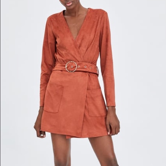Zara faux suede jumpsuit dress Clearance